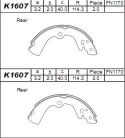 Тормозные колодки барабанные ASIMCO K1607