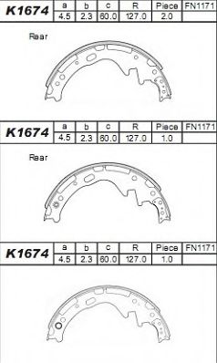 Тормозные колодки барабанные ASIMCO K1674