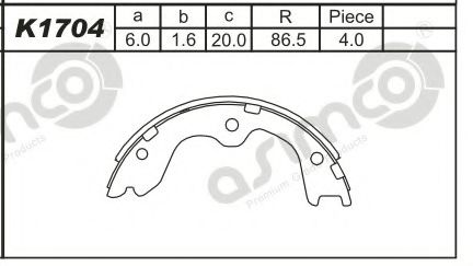 Тормозные колодки барабанные ASIMCO K1704