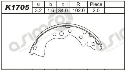 Тормозные колодки барабанные ASIMCO K1705
