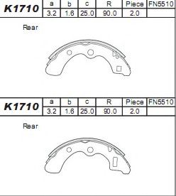 Тормозные колодки барабанные ASIMCO K1710