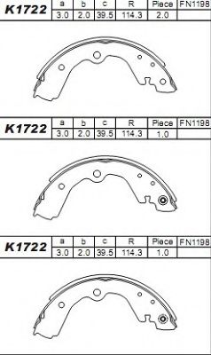 Тормозные колодки барабанные ASIMCO K1722