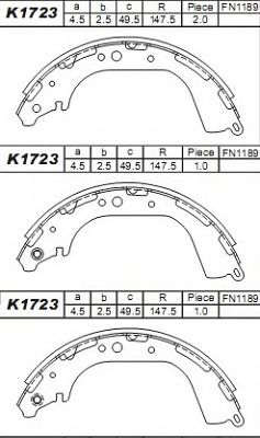 Тормозные колодки барабанные ASIMCO K1723