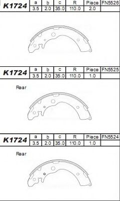 Тормозные колодки барабанные ASIMCO K1724