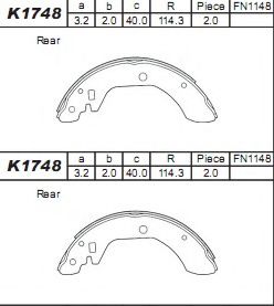 Тормозные колодки барабанные ASIMCO K1748