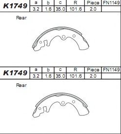 Тормозные колодки барабанные ASIMCO K1749