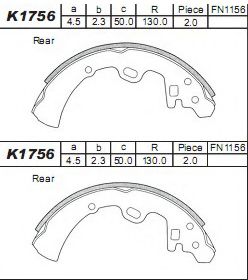 Тормозные колодки барабанные ASIMCO K1756