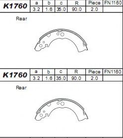 Тормозные колодки барабанные ASIMCO K1760