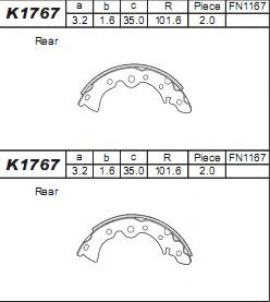 Тормозные колодки барабанные ASIMCO K1767