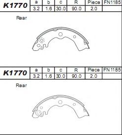 Тормозные колодки барабанные ASIMCO K1770