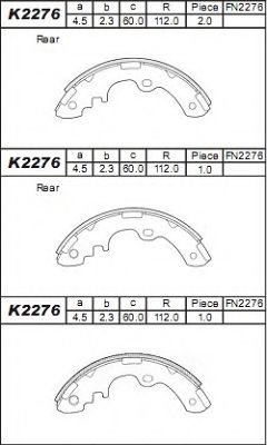 Тормозные колодки барабанные ASIMCO K2276