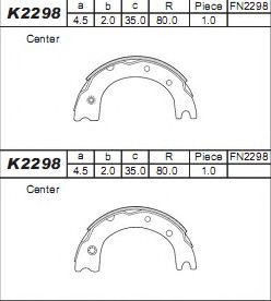 Тормозные колодки барабанные ASIMCO K2298