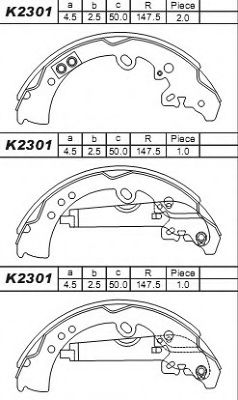 Тормозные колодки барабанные ASIMCO K2301