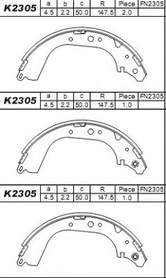 Тормозные колодки барабанные ASIMCO K2305