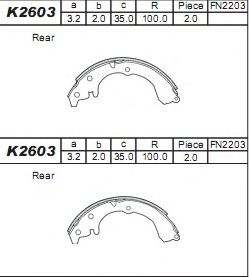 Тормозные колодки барабанные ASIMCO K2603