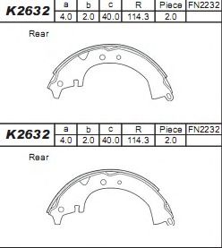 Тормозные колодки барабанные ASIMCO K2632