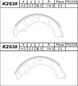 Тормозные колодки барабанные ASIMCO K2638
