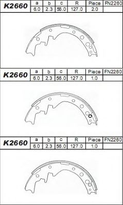 Тормозные колодки барабанные ASIMCO K2660
