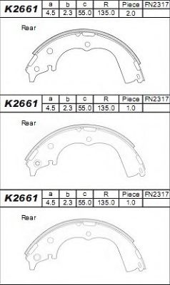 Тормозные колодки барабанные ASIMCO K2661