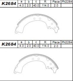 Тормозные колодки барабанные ASIMCO K2684
