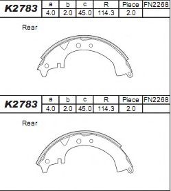 Тормозные колодки барабанные ASIMCO K2783