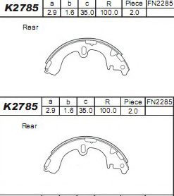 Тормозные колодки барабанные ASIMCO K2785