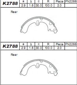 Тормозные колодки барабанные ASIMCO K2788