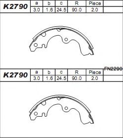 Тормозные колодки барабанные ASIMCO K2790