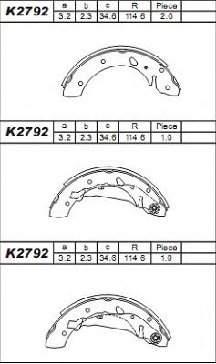 Тормозные колодки барабанные ASIMCO K2792
