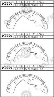 Тормозные колодки барабанные ASIMCO K3301