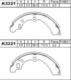 Тормозные колодки барабанные ASIMCO K3321