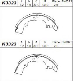 Тормозные колодки барабанные ASIMCO K3323