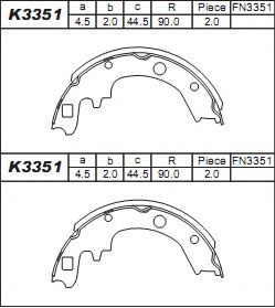 Тормозные колодки барабанные ASIMCO K3351