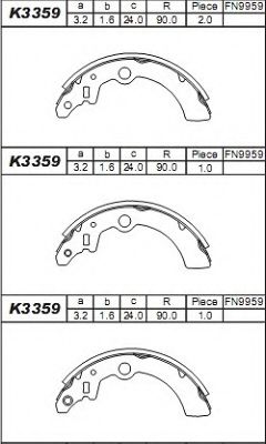 Тормозные колодки барабанные ASIMCO K3359
