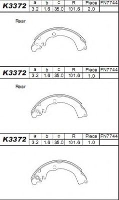 Тормозные колодки барабанные ASIMCO K3372