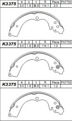 Тормозные колодки барабанные ASIMCO K3375