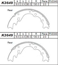 Тормозные колодки барабанные ASIMCO K3649