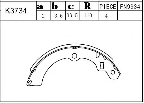 Тормозные колодки барабанные ASIMCO K3734