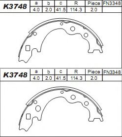 Тормозные колодки барабанные ASIMCO K3748