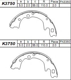 Тормозные колодки барабанные ASIMCO K3750