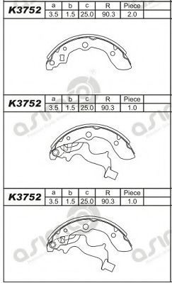 Тормозные колодки барабанные ASIMCO K3752