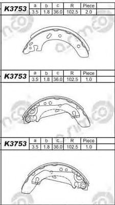 Тормозные колодки барабанные ASIMCO K3753