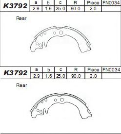 Тормозные колодки барабанные ASIMCO K3792