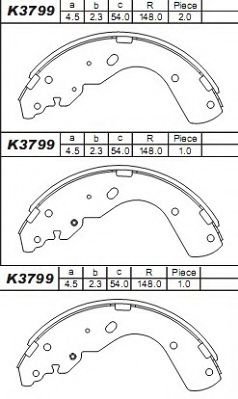 Тормозные колодки барабанные ASIMCO K3799