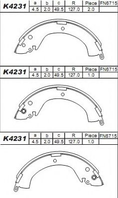 Тормозные колодки барабанные ASIMCO K4231