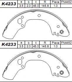 Тормозные колодки барабанные ASIMCO K4233