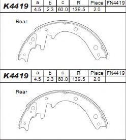 Тормозные колодки барабанные ASIMCO K4419