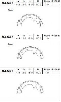 Тормозные колодки барабанные ASIMCO K4637