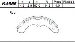 Тормозные колодки барабанные ASIMCO K4655