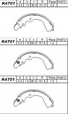 Тормозные колодки барабанные ASIMCO K4701